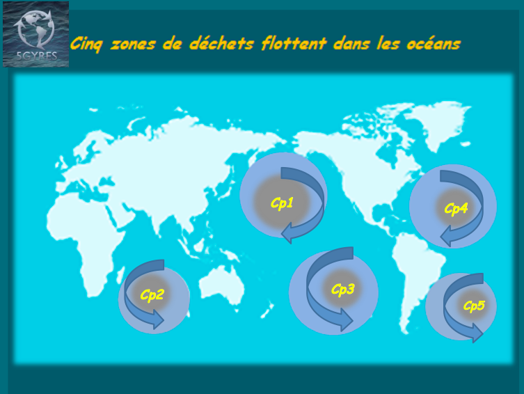 5 zones de déchets plastiques flottants